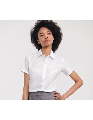 R-R-963F-0-Ladies Short Sleeve Herringbone Shirt